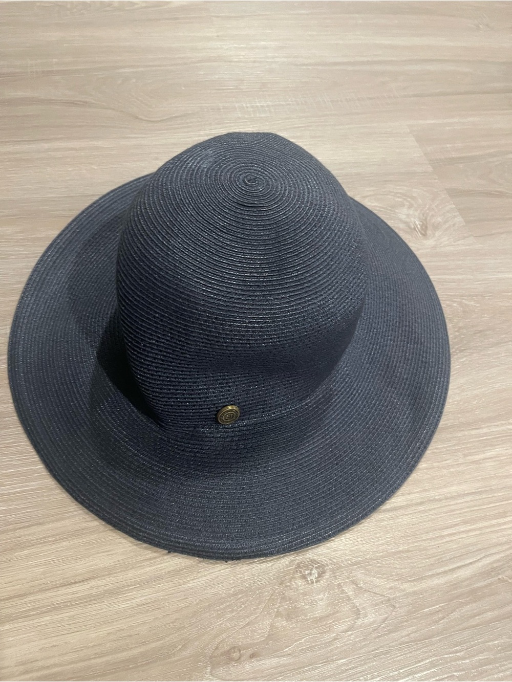 Vintage   Eric javits  Wide Brim Straw Sun Hat in Dark Navy